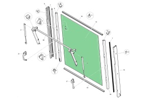 Стекло заднее нижнее TEREX (820/860/940) 6099909M1