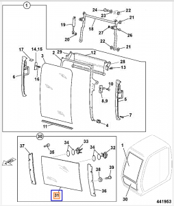 Стекло лобовое нижнее (745×542 мм) JCB JS JHN0141 Стекло лобовое нижнее (745×542 мм) JCB JS JHN0141
