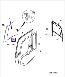 Стекло двери JCB JS (Original) 333/E4563